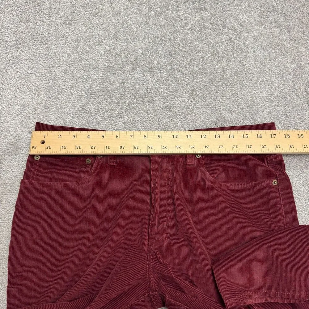 J.Crew Urban Slim Fit Corduroy Pants Mens 33x30 Maroon Red Cotton Flat Front